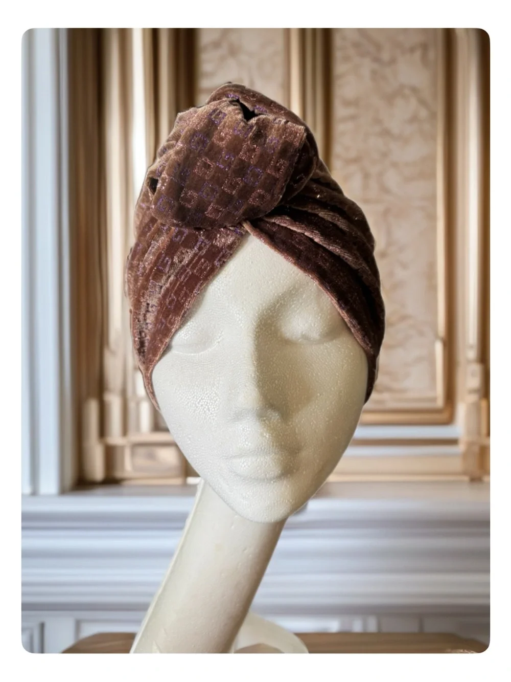 Velvet Twist Turban Headband - Brown Designer Inspired